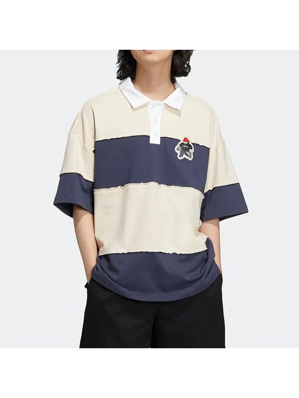 Футболка Adidas x CHARR Short Sleeve Polo Shirt 'Cream White Navy' — изображение 2 из 4, мульти