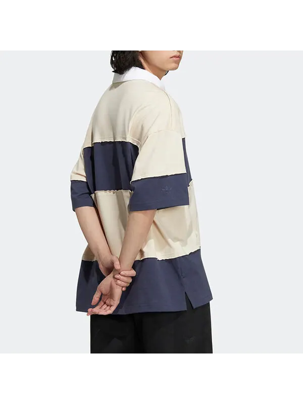 Футболка Adidas x CHARR Short Sleeve Polo Shirt 'Cream White Navy' — изображение 3 из 4, мульти
