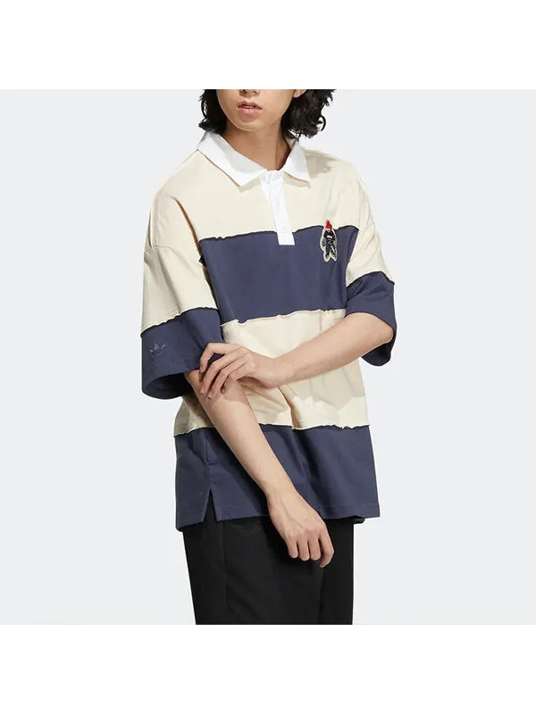 Футболка Adidas x CHARR Short Sleeve Polo Shirt 'Cream White Navy' — изображение 4 из 4, мульти