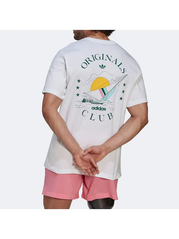Футболка Men's adidas originals Back Sailboat Pattern Alphabet Printing Loose Round Neck Short — изображение 4 из 4, мульти