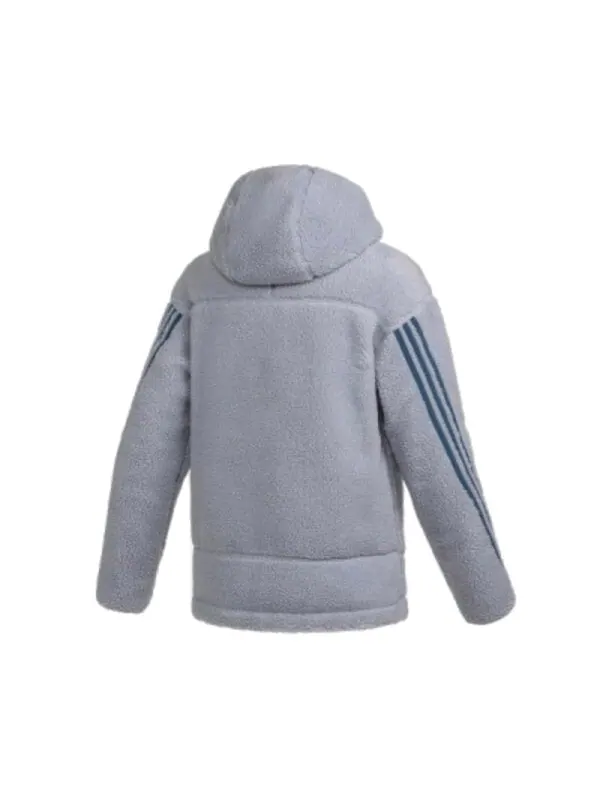 Куртка с застежкой-молнией и высоким воротником из шерпы Adidas — изображение 2 из 2, серый