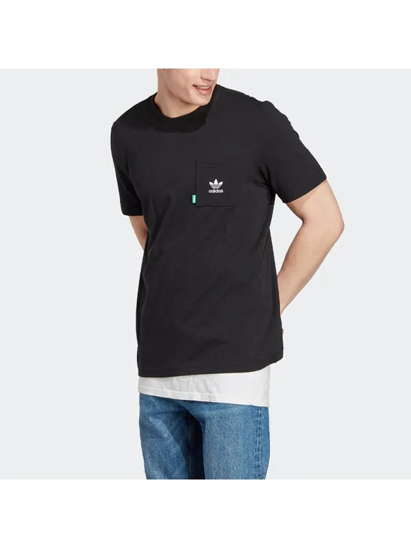 Футболка originals essentials+ made with hemp t-shirt 'black' Adidas — изображение 2 из 4, черный