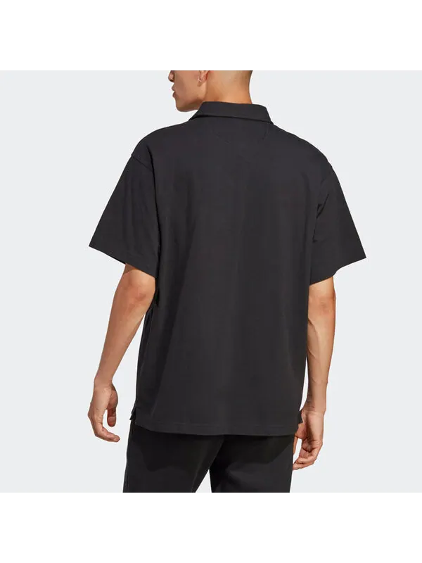 Футболка adidas originals Premium Essentials Polo Shirt 'Black' — изображение 3 из 4, черный