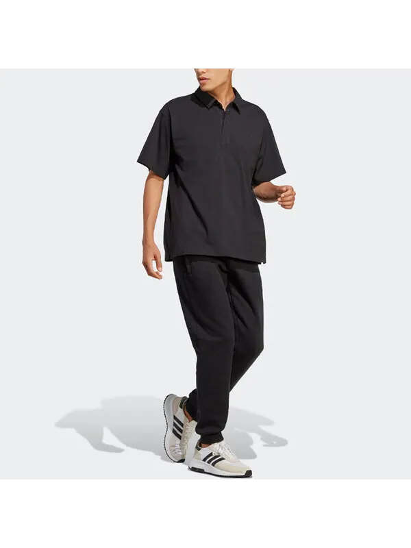 Футболка adidas originals Premium Essentials Polo Shirt 'Black' — изображение 4 из 4, черный