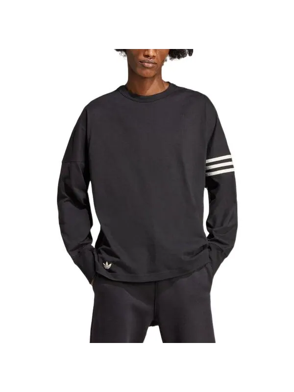 Футболка Adidas Adicolor Neuclassics Long Sleeve Tee 'Black' — изображение 2 из 4, серый