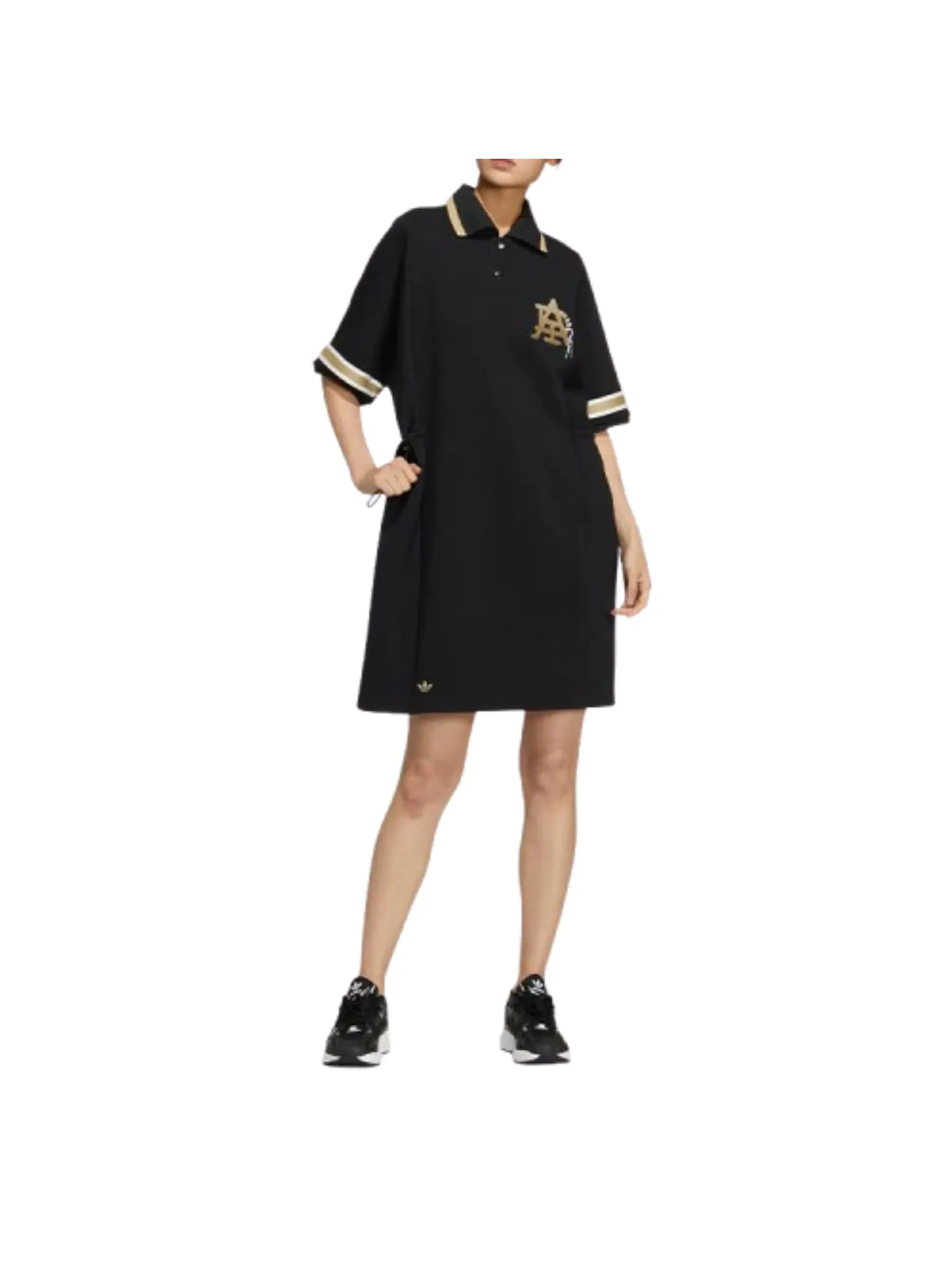 (WMNS) Платье-поло Adidas Modern Collegiate Polo Dress 'Black Gold' — изображение 2 из 3, черный/золотистый