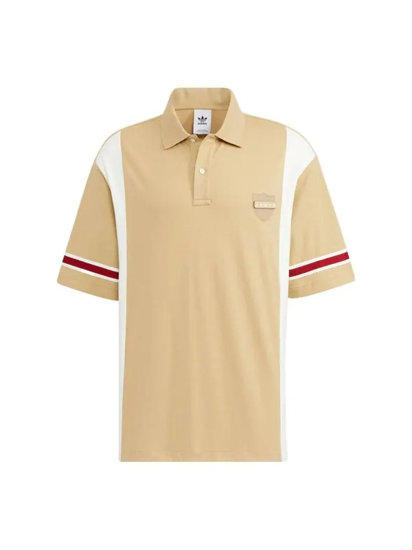 Футболка adidas originals Modern Collegiate Short Sleeve Polo Shirt 'Beige Tone' — изображение 1 из 4, бежевый/желтый