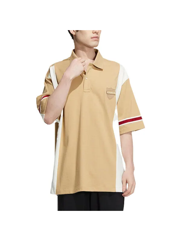 Футболка adidas originals Modern Collegiate Short Sleeve Polo Shirt 'Beige Tone' — изображение 2 из 4, бежевый/желтый