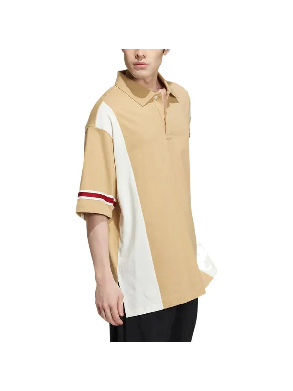 Футболка adidas originals Modern Collegiate Short Sleeve Polo Shirt 'Beige Tone' — изображение 4 из 4, бежевый/желтый
