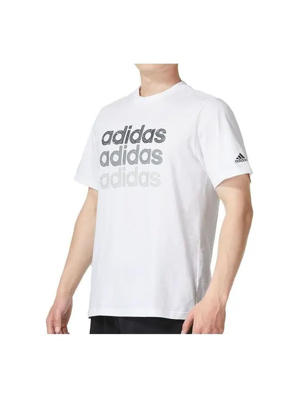 Футболка adidas Multi Linear Graphic Short Sleeve T-Shirt 'White' — изображение 1 из 2, белый/черный/серый
