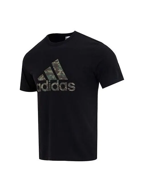 Футболка adidas Camo Short Sleeve T-shirt 'Black' — изображение 1 из 4, черный