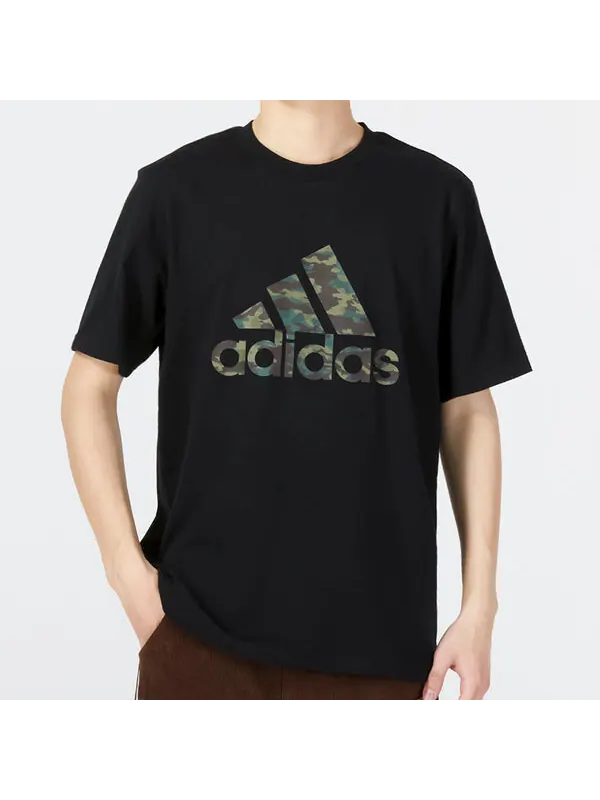 Футболка adidas Camo Short Sleeve T-shirt 'Black' — изображение 3 из 4, черный