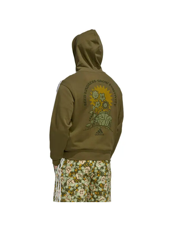 Куртка Men's adidas Alphabet Florets Funny Printing Sports Zipper Hooded Jacket Green — изображение 3 из 4, мульти