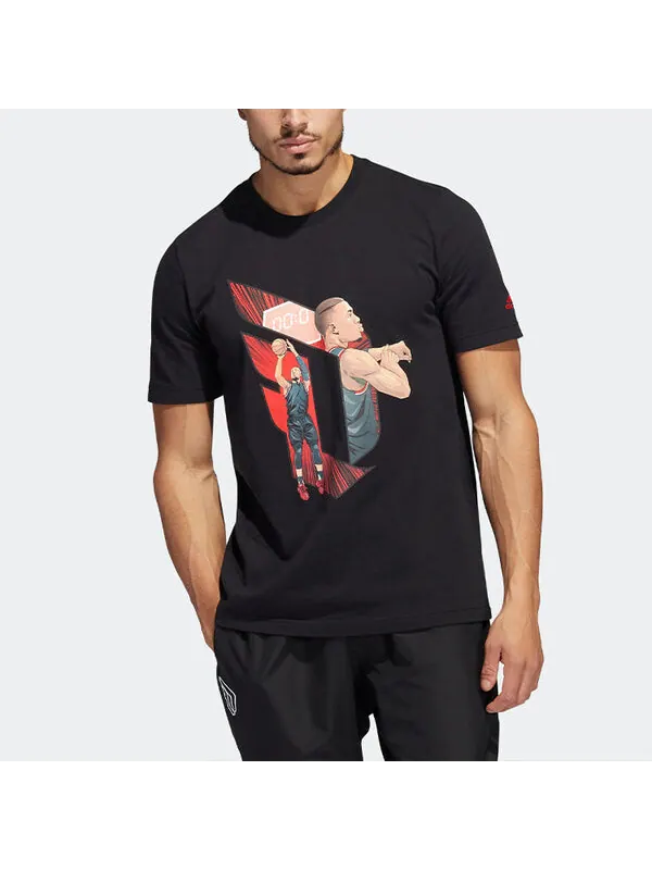 Футболка Adidas Dame Casual Basketball Cartoon Character Sports Round Neck Breathable Short Sleeve — изображение 2 из 4