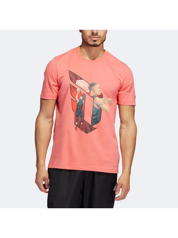 Футболка Adidas Dame Casual Basketball Cartoon Character Sports Round Neck Breathable Short Sleeve — изображение 2 из 4