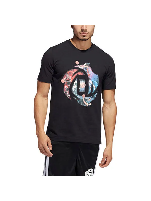 Футболка Men's adidas Rose Logo Cartoon Ross Pattern Printing Athleisure Casual Sports Round Neck — изображение 3 из 4