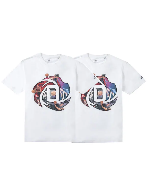 Футболка Men's adidas Rose Logo Cartoon Ross Pattern Printing Casual Round Neck Short Sleeve White — изображение 3 из 4