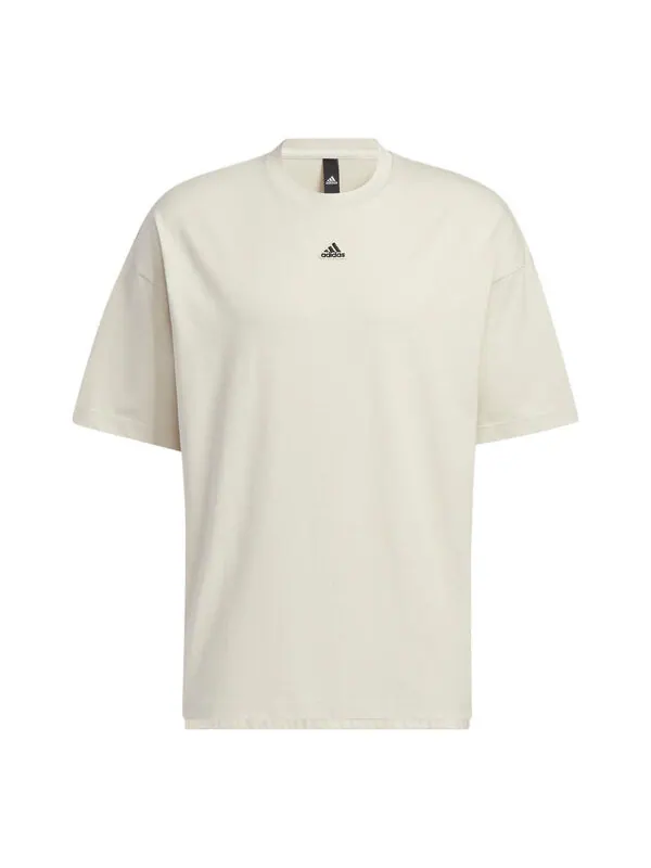 Футболка Men's adidas Solid Color Logo Loose Sports Short Sleeve Creamy White T-Shirt — изображение 1 из 4, мульти