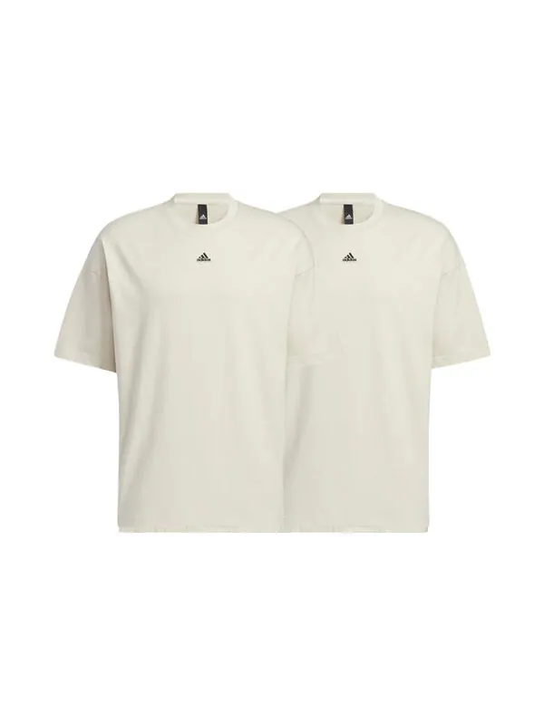 Футболка Men's adidas Solid Color Logo Loose Sports Short Sleeve Creamy White T-Shirt — изображение 2 из 4, мульти