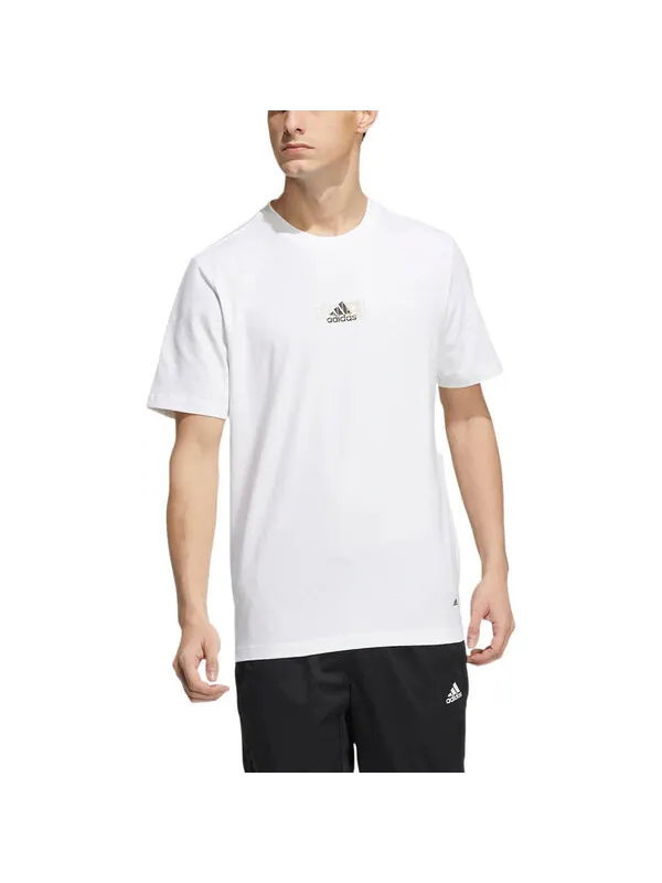 Футболка adidas Solid Color Logo Breathable Round Neck Short Sleeve White — изображение 2 из 4, мульти