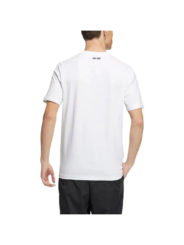 Футболка adidas Solid Color Logo Breathable Round Neck Short Sleeve White — изображение 3 из 4, мульти