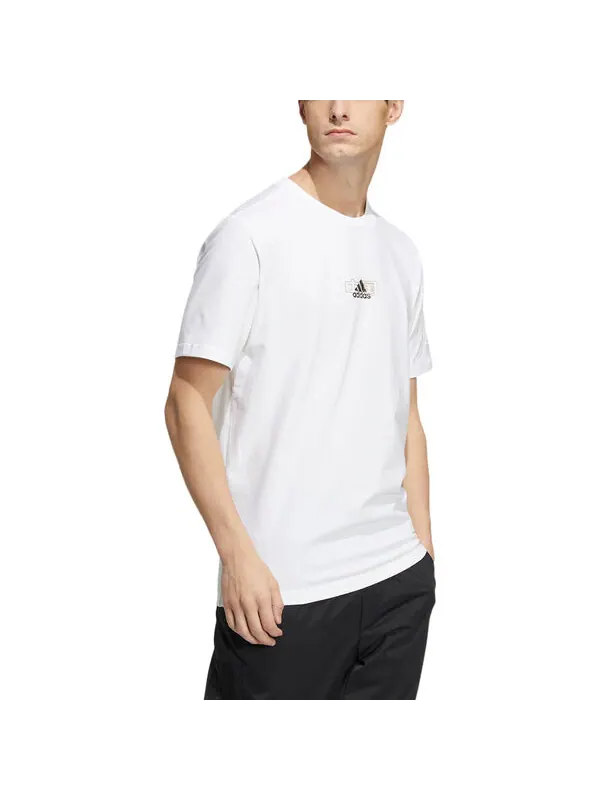 Футболка adidas Solid Color Logo Breathable Round Neck Short Sleeve White — изображение 4 из 4, мульти