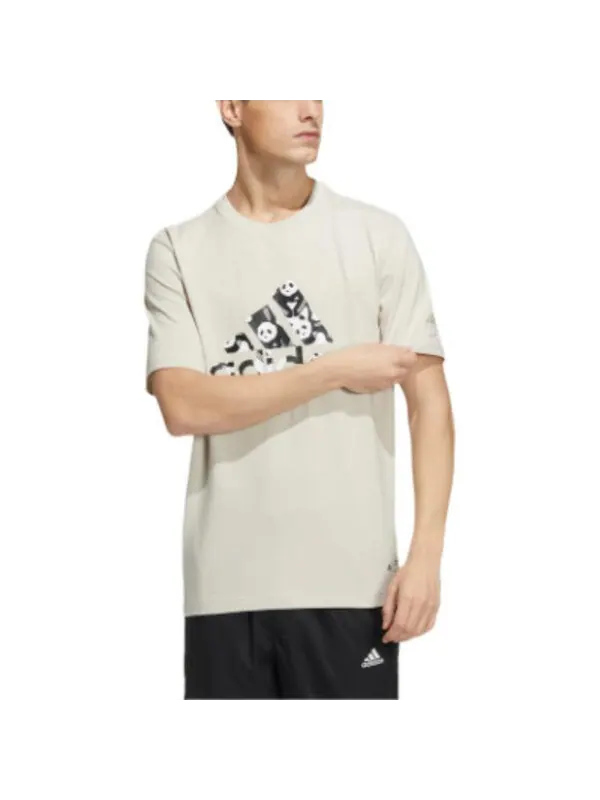 Футболка adidas Solid Color Logo Athleisure Casual Sports Short Sleeve Unisex Bauxite Brown — изображение 2 из 4, мульти