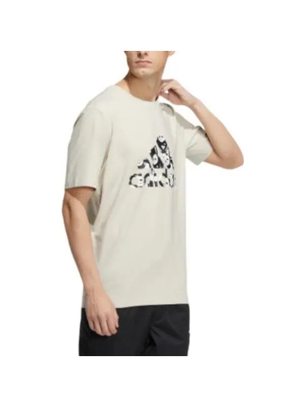 Футболка adidas Solid Color Logo Athleisure Casual Sports Short Sleeve Unisex Bauxite Brown — изображение 4 из 4, мульти