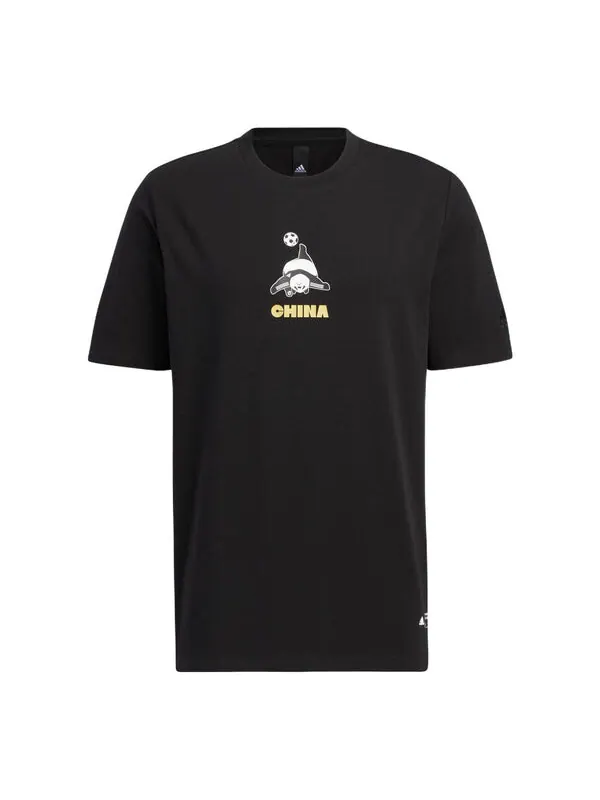 Футболка Men's adidas Cartoon Panda Printing Round Neck Casual Short Sleeve Black T-Shirt — изображение 1 из 4, мульти