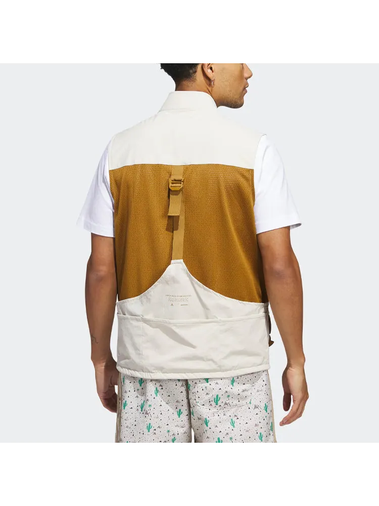 Жилет adidas Adicross Full-Zip Golf Vest 'Beige Brown' — изображение 3 из 6, бежевый