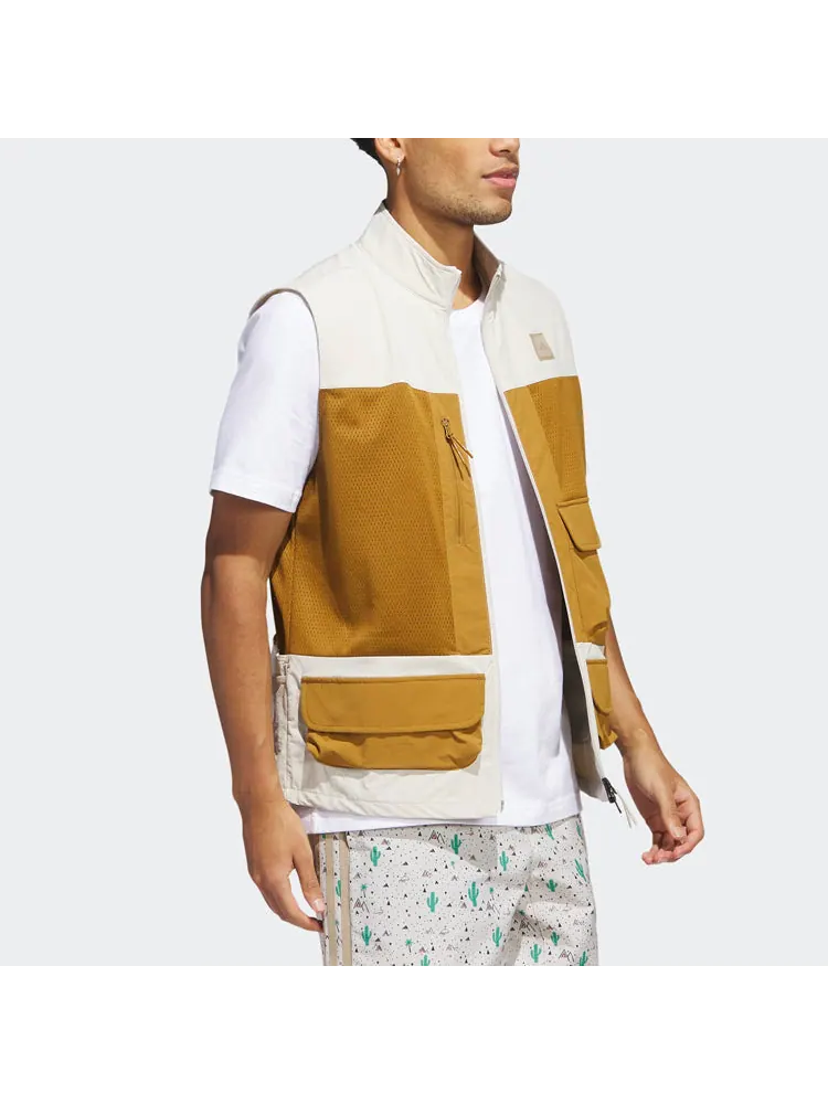 Жилет adidas Adicross Full-Zip Golf Vest 'Beige Brown' — изображение 4 из 6, бежевый