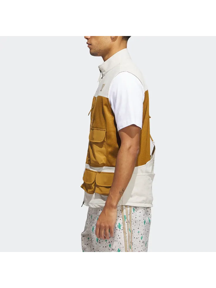 Жилет adidas Adicross Full-Zip Golf Vest 'Beige Brown' — изображение 5 из 6, бежевый