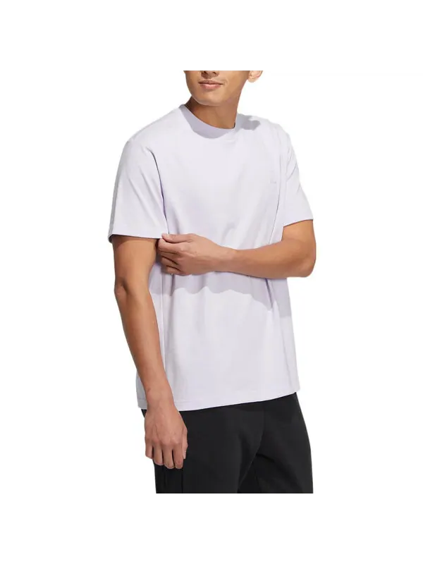 Футболка adidas neo Solid Color Round Neck Sports Short Sleeve Light Purple T-Shirt — изображение 2 из 4, мульти