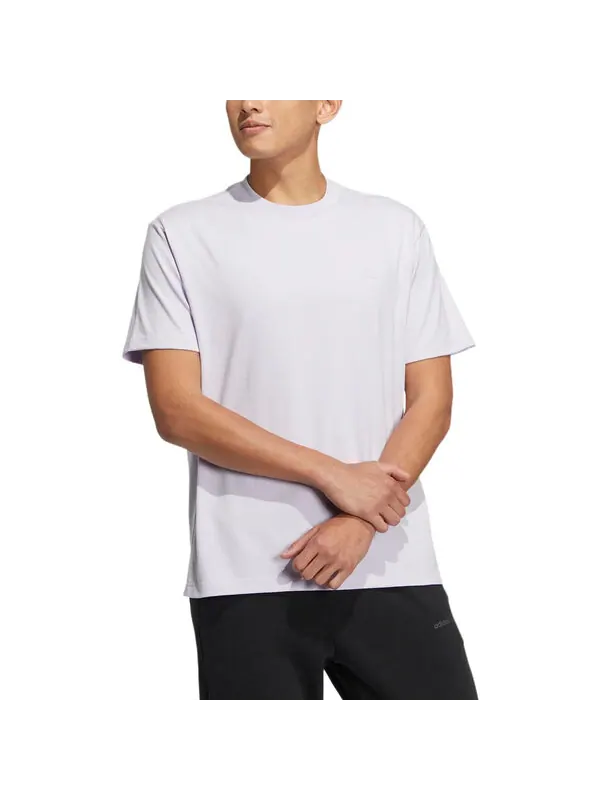Футболка adidas neo Solid Color Round Neck Sports Short Sleeve Light Purple T-Shirt — изображение 4 из 4, мульти