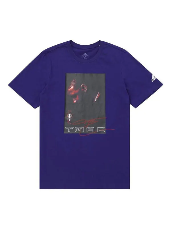 Футболка Men's adidas Tmac Tee 25th Character Alphabet Printing Round Neck Short Sleeve Blue T-Shirt — изображение 1 из 4