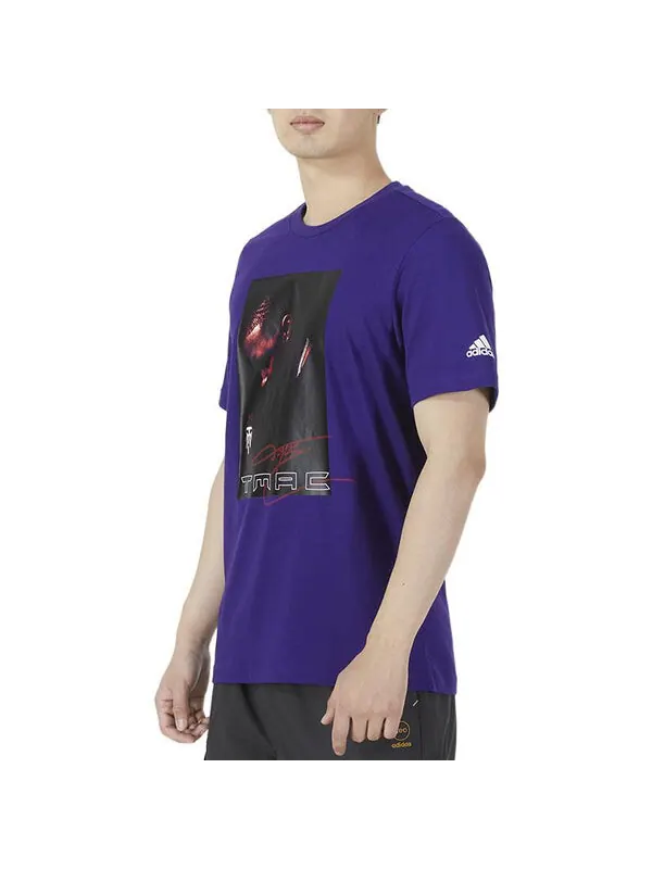 Футболка Men's adidas Tmac Tee 25th Character Alphabet Printing Round Neck Short Sleeve Blue T-Shirt — изображение 4 из 4