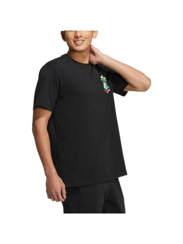 Футболка adidas neo Cartoon Alphabet Printing Round Neck Casual Short Sleeve Couple Style Black — изображение 3 из 3, мульти