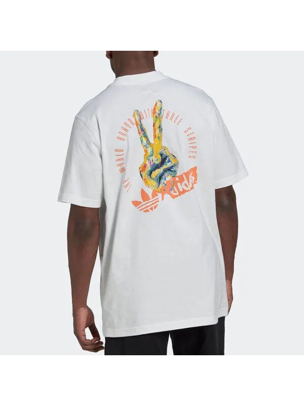 Футболка adidas originals Geometry Pattern Printing Logo Round Neck Short Sleeve White — изображение 3 из 4, мульти