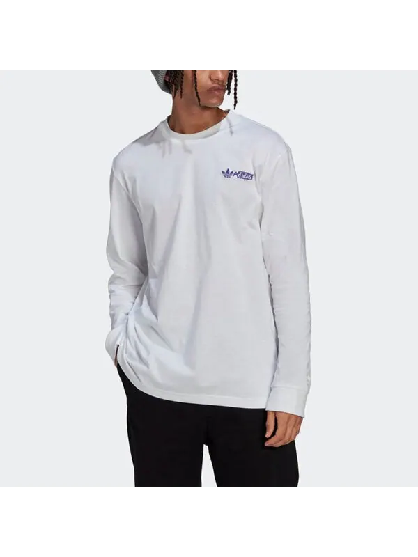 Футболка adidas originals Casual Solid Color Back Large Long Sleeves White — изображение 3 из 4, мульти