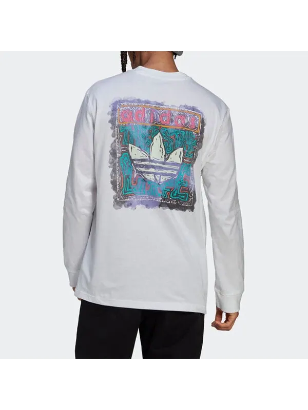 Футболка adidas originals Casual Solid Color Back Large Long Sleeves White — изображение 4 из 4, мульти