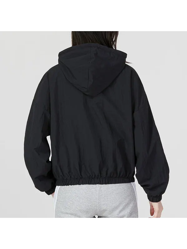Куртка Essentials 3 полоски тканая ветровка азиатские размеры Adidas — изображение 4 из 4, черный/белый