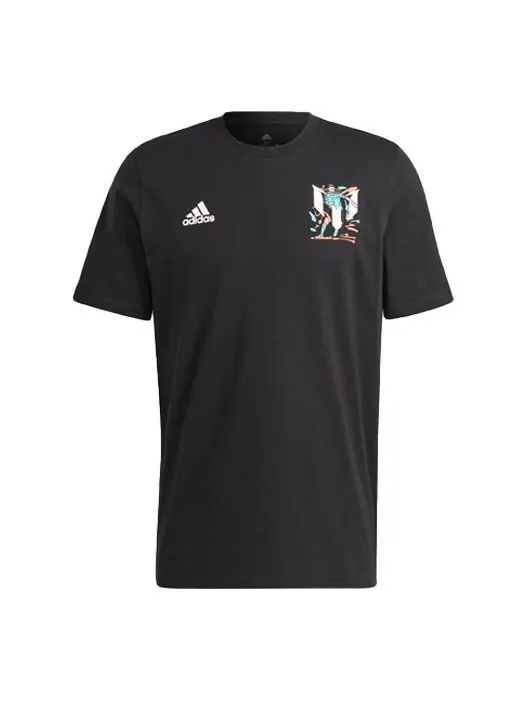 Футболка с графическим изображением футбольного значка Месси Adidas — изображение 1 из 2, черный