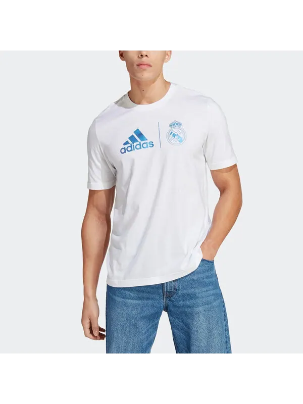 Футболка с графическим принтом Real Madrid Adidas — изображение 2 из 4, белый/синий