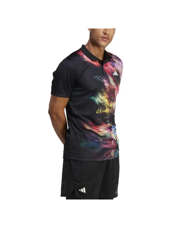 Футболка adidas Melbourne Tennis HEAT.RDY FreeLift Polo Shirt 'Black Multicolor' — изображение 3 из 4, мульти/черный