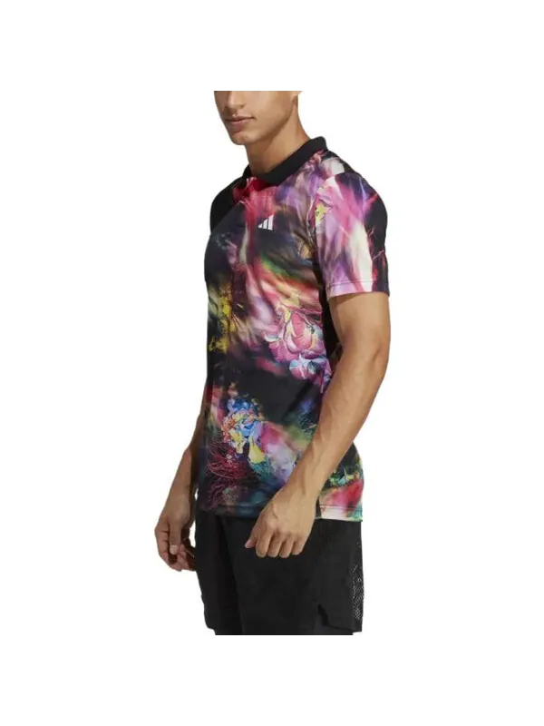 Футболка adidas Melbourne Tennis HEAT.RDY FreeLift Polo Shirt 'Black Multicolor' — изображение 4 из 4, мульти/черный