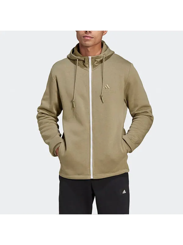 Куртка adidas Solid Color Zipper Long Sleeves Sports Hooded Jacket light green — изображение 2 из 4, светлый зеленый