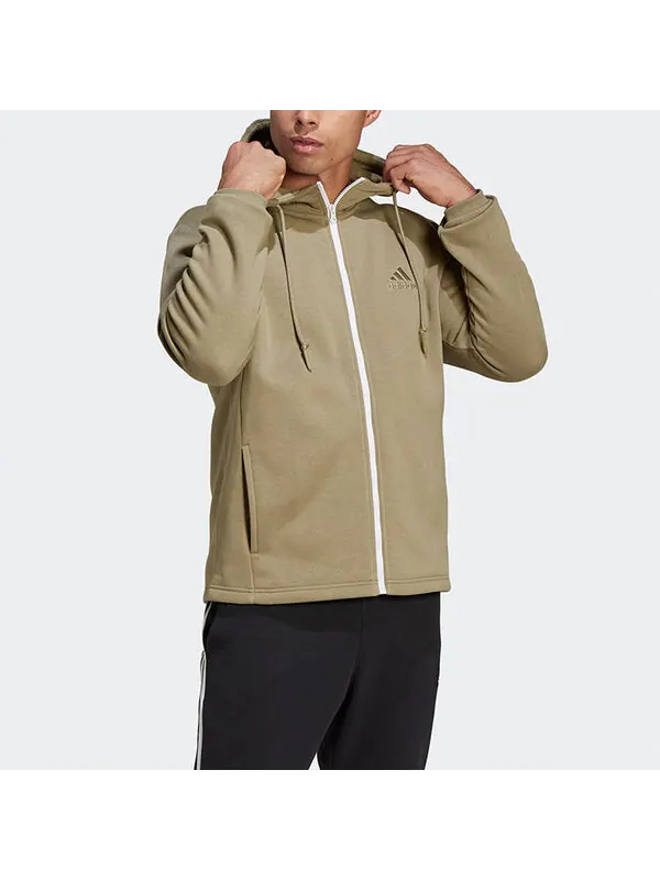 Куртка adidas Solid Color Zipper Long Sleeves Sports Hooded Jacket light green — изображение 4 из 4, светлый зеленый