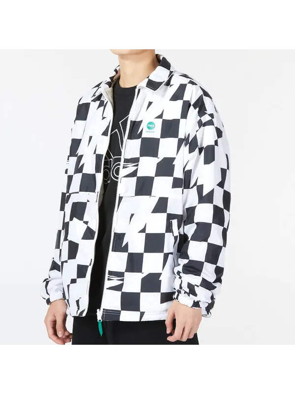 Куртка adidas NEO U Vbe Rev Jacket 'White Black' — изображение 4 из 4, белый/черный