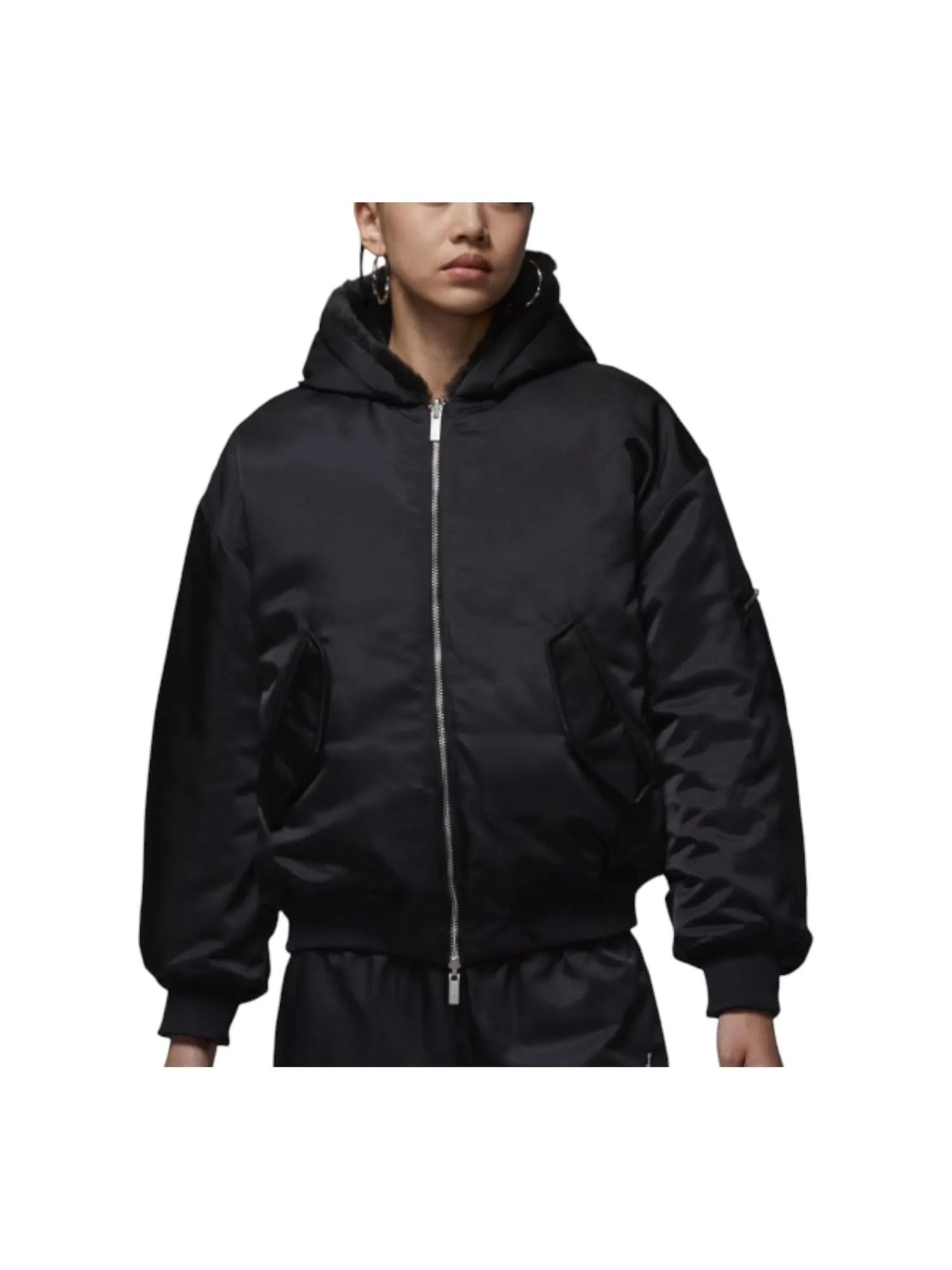 Куртка (WMNS) Air Jordan Renegade Flight Therma-Fit Reversible Jacket 'Black' — изображение 1 из 4, черный