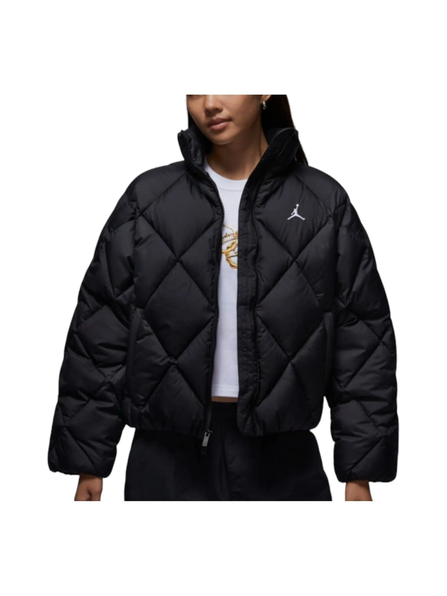 Куртка (WMNS) Air Jordan Brooklyn Quilted Puffer Jacket 'Black' — изображение 1 из 5, черный